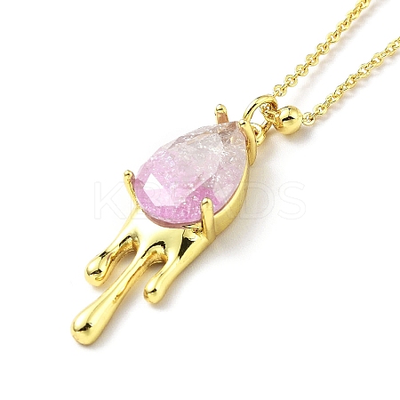 Synthetic Crystal Teardrop Pendant Necklace LS-NJEW-G016-03C-1
