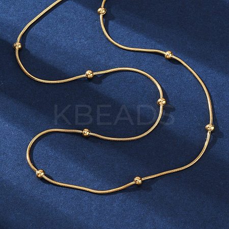 PVD Vacuum Plating 304 Stainless Steel Round Snake Chain Necklaces STAS-A051-08G-1