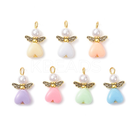 Acrylic & ABS Plastic Imitation Pearl Angel Pendants PALLOY-JF04466-01-1