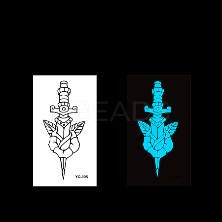 Luminous Sword Pattern Removable Temporary Water Proof Tattoos Paper Stickers LUMI-PW0004-056B-1