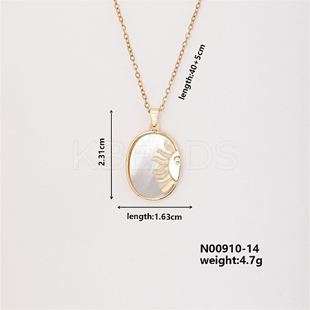 Elegan Brass Micro Pave Cubic Zirconia Oval with Sun Pendant Necklace for Women YM2366-2-1