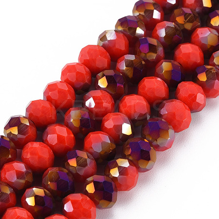 Electroplate Opaque Glass Beads Strands EGLA-A034-P8mm-F20-1