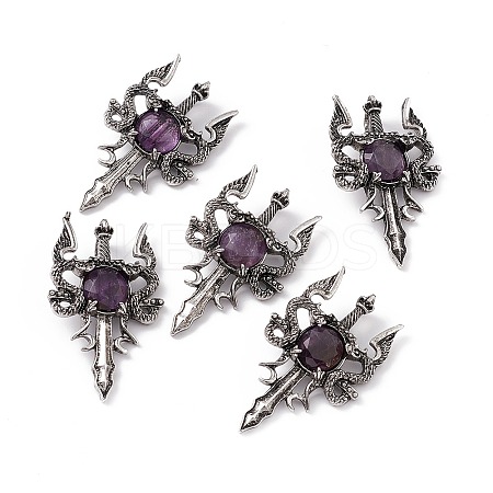 Natural Amethyst Pendants G-H281-03H-1