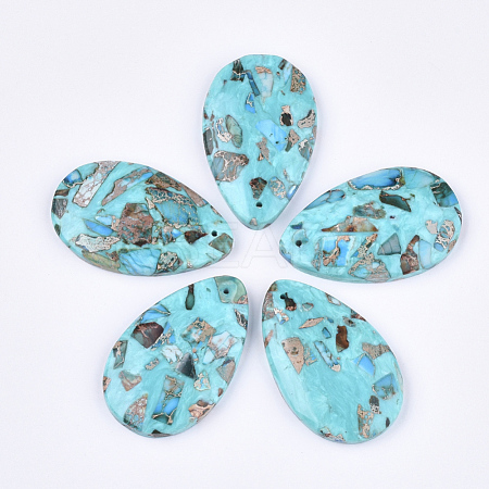 Assembled Synthetic Imperial Jasper and Turquoise Pendants G-S329-077A-1