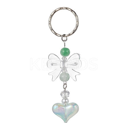 Acrylic Heart with Bowknot Keychains KEYC-JKC00612-02-1