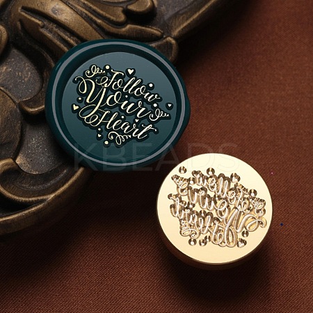 Follow Your Heart Wax Seal Brass Stamp Heads AJEW-M038-01G-G-1
