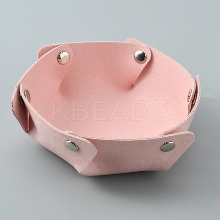 PU Leather Storage Tray Box with Snap Button AJEW-WH0347-16B-1