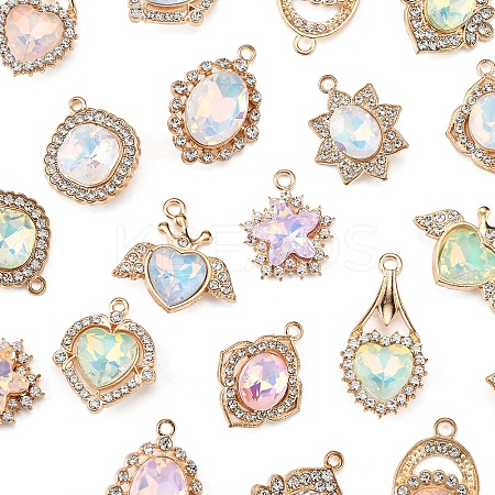 20Pcs 10 Styles Alloy Glass Pendants FIND-FS0003-50-1