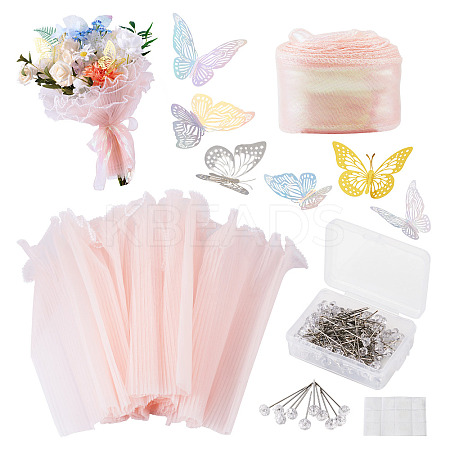 Wrinkled Wavy Polyester Flower Bouquets Wrapping Packaging FIND-TA0010-72A-1