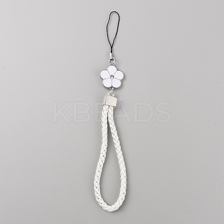 PU Leather Lanyard Wrist Strap Phone Flower Charms Straps DIY-WH0430-088B-1