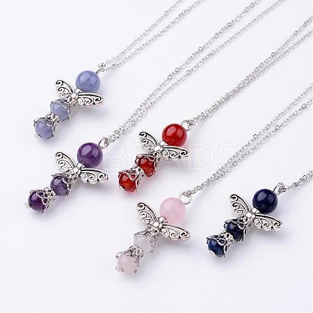 Natural Gemstone Pendant Necklaces NJEW-JN01645-1