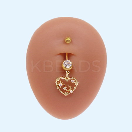 316L Surgical Stainless Steel Micro Pave Clear Cubic Zirconia Belly Rings FS-WGA8928-10-1