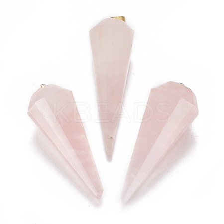 Natural Rose Quartz Pointed Pendants G-K295-F09-G-1