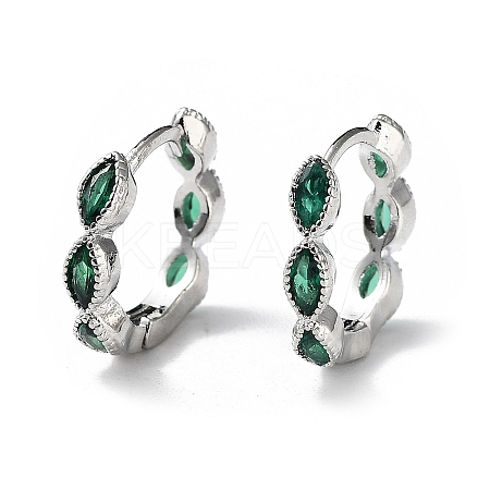 Green Cubic Zirconia Horse Eye Wrap Hoop Earrings EJEW-K083-34P-C-1