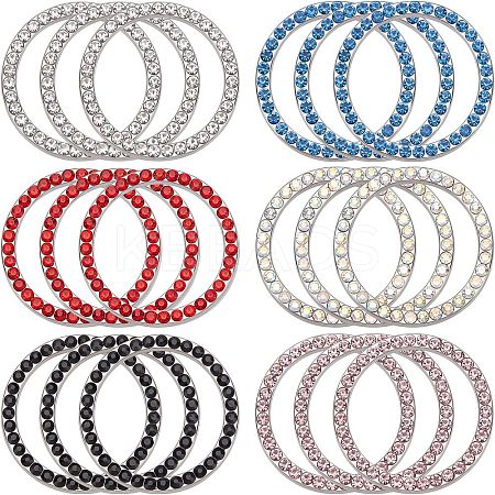18Pcs 6 Colors Self Adhesive Zinc Alloy with Rhinestone Car Stickers DIY-FH0002-73-1