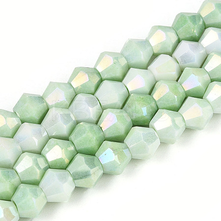 Anti-Tarnish Electroplate Bicone Glass Beads Strands LS-EGLA-T021-6mm-16-06-1