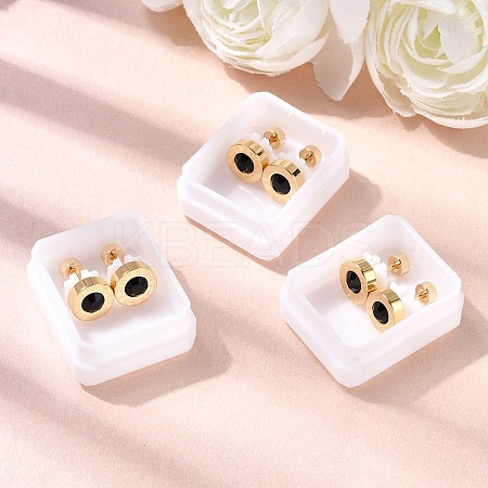 304 Stainless Steel Flat Round Stud Earrings EJEW-F396-01G-01-1