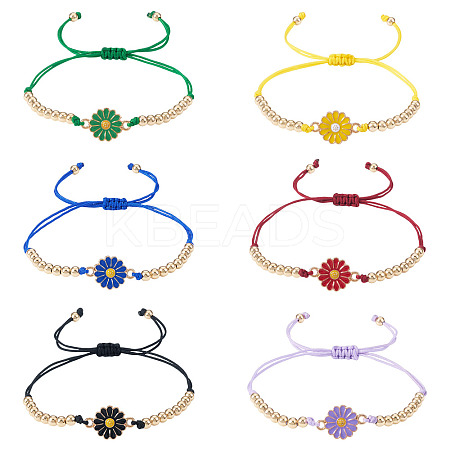 6Pcs 6 Colors Alloy Enamel Link Bracelets for Women BJEW-TAC0042-1