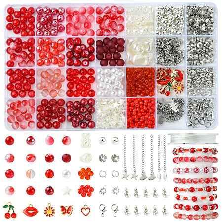 DIY Alloy Enamel & Glass & CCB Plastic Bracelets Jewelry Making Kits DIY-FS0007-51-1