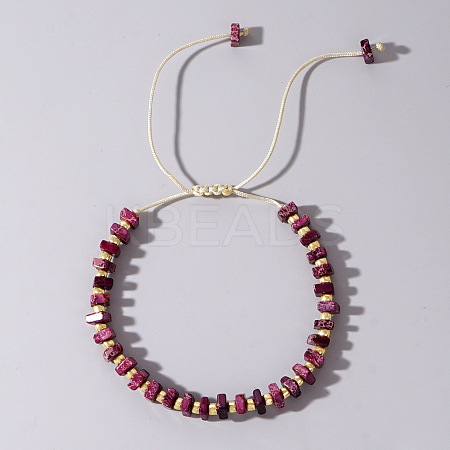 Adjustable Retro Boho Vintage Square Dyed Natural Imperial Jasper Braided Bead Bracelets for Women Men RP7679-12-1