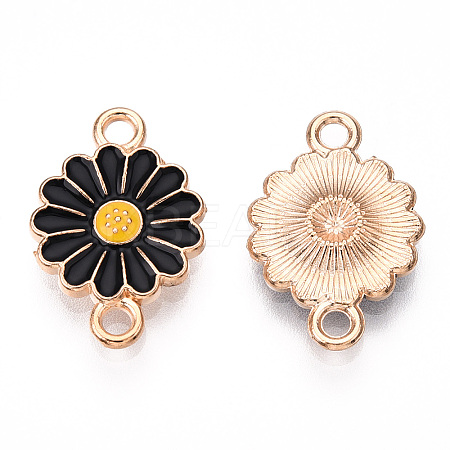 Zinc Alloy Enamel Sunflower Connector Charms ENAM-E011-01KCG-10-1