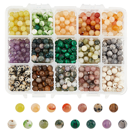 750Pcs 15 Styles Natural & Synthetic Gemstone Beads G-NB0003-88-1