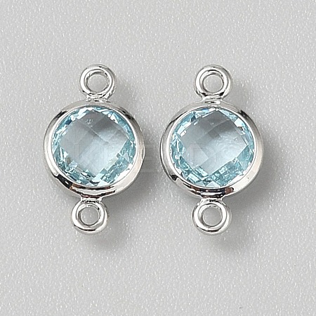 Faceted Glass Connector Charms GLAA-WH0031-48C-1-1