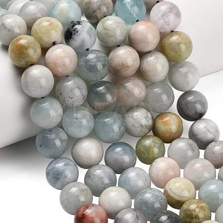 Natural Aquamarine Beads Strands G-F591-29B-12mm-01-1