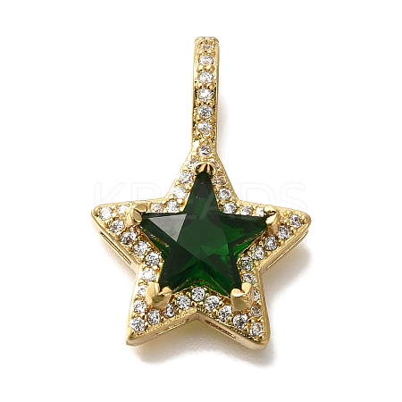Brass Micro Pave Cubic Zirconia Pendants KK-K389-045G-1