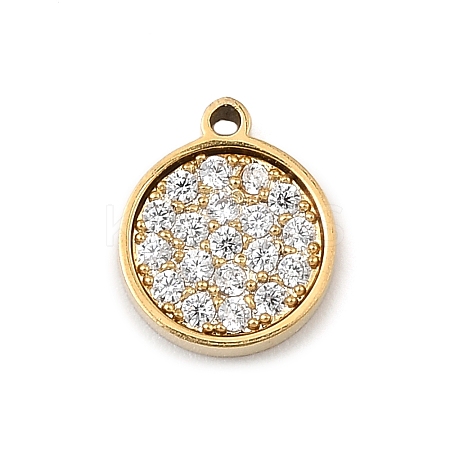 304 Stainless Steel Micro Pave Cubic Zirconia Charms STAS-I356-04G-01-1