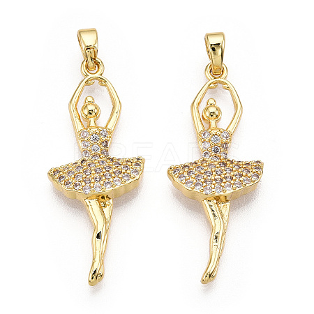 Brass Micro Pave Cubic Zirconia Pendants ZIRC-T016-04G-1