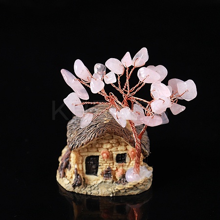 Natural Rose Quartz Chips Tree Decorations PW-WG17726-03-1