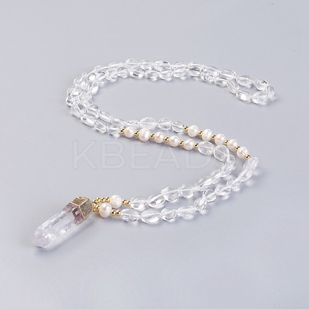 Natural Quartz Crystal Pendant Necklaces NJEW-I220-01-1