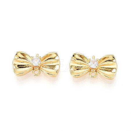 Brass Pave Clear Cubic Zirconia Connector Charms KK-N272-12G-1