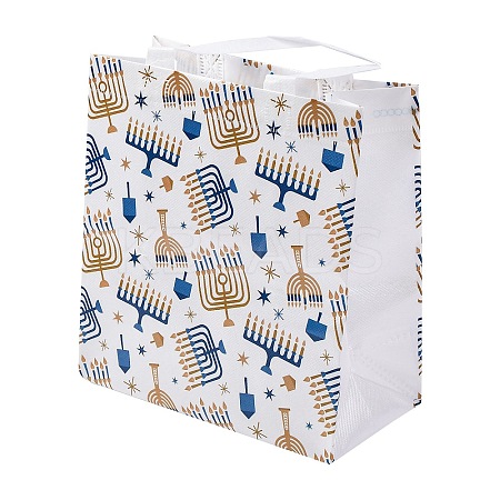 Hanukkah Theme Non-Woven Reusable Folding Gift Bags with Handle ABAG-NH0001-01F-1