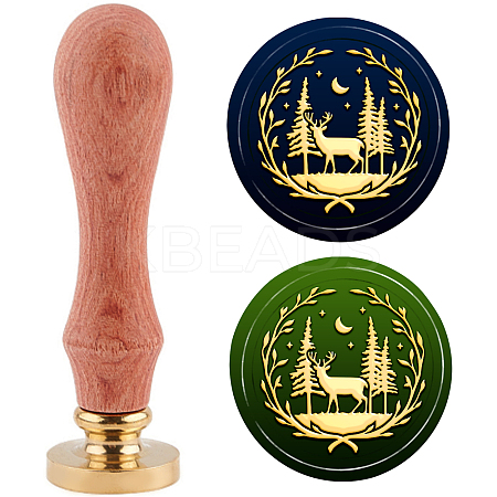 Brass Wax Seal Stamp with Handle AJEW-WH0184-0516-1