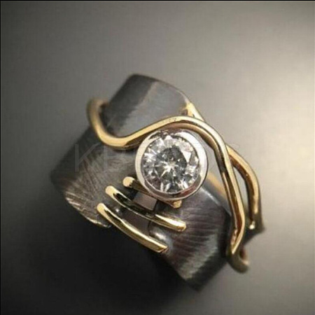 Brass Micro Pave Clear Cubic Zirconia Finger Rings FS-WGE4002-01-1