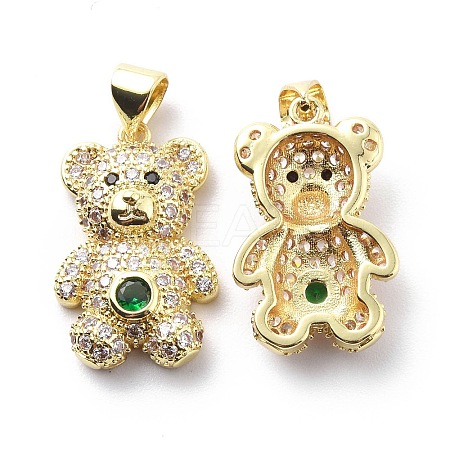 Brass Cubic Zirconia Pendants KK-G446-26G-03-1