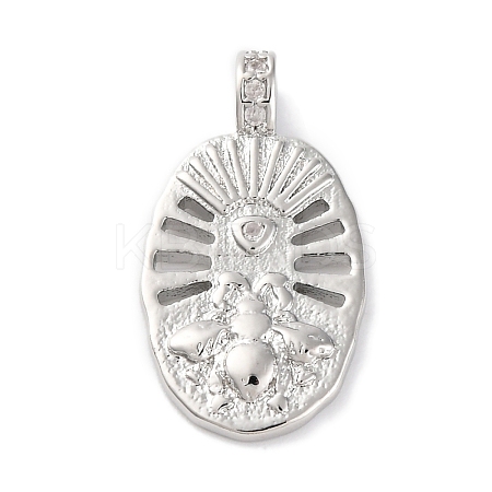 Brass Pendants With Clear Cubic Zirconia KK-S403-04P-1