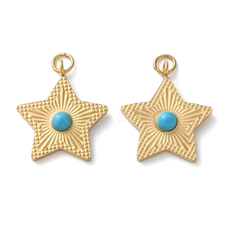 Synthetic Turquoise Star Pendants STAS-Q333-01G-02-1