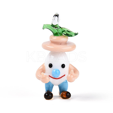 Handmade Lampwork Cartoon Onion Pendants LAMP-T025-11E-1