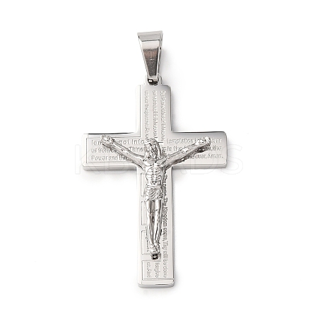 304 Stainless Steel Religion Jesus Cross Pendants STAS-F323-07P-1