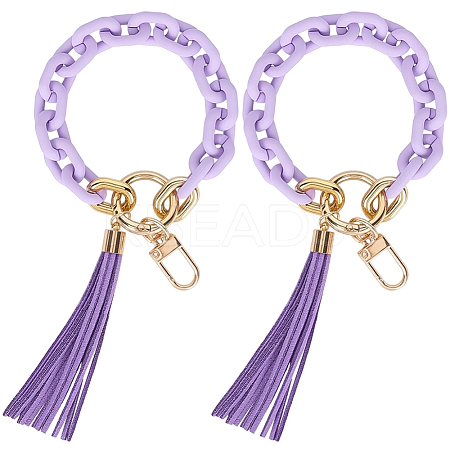 2Pcs Acrylic & Zine Alloy & PU Pendant Decoration KEYC-CL0001-44C-1