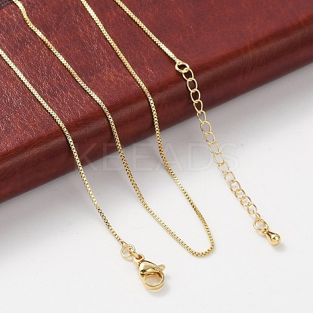 Brass Box Chain Necklaces for Women X-NJEW-D302-41G-1