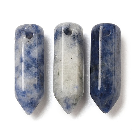 Natural Blue Spot Jasper Pointed Pendants G-C158-05A-1