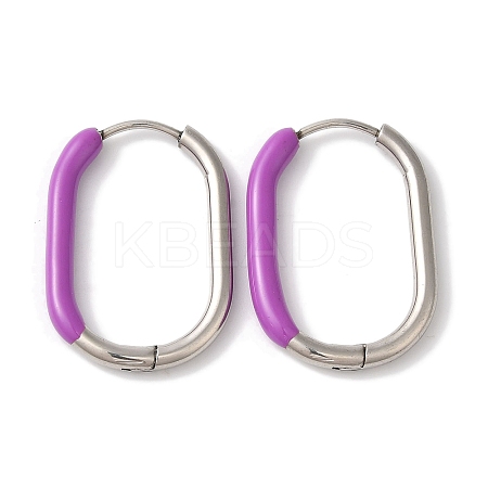 Oval 304 Stainless Steel Hoop Earrings for Women EJEW-L287-038P-04-1