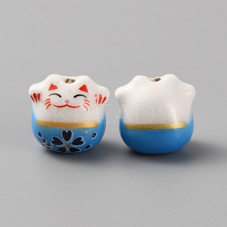 Handmade Porcelain Beads PORC-WH0006-02F-1