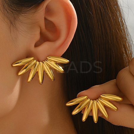  Stainless Steel Fan Stud Earrings RF2727-1