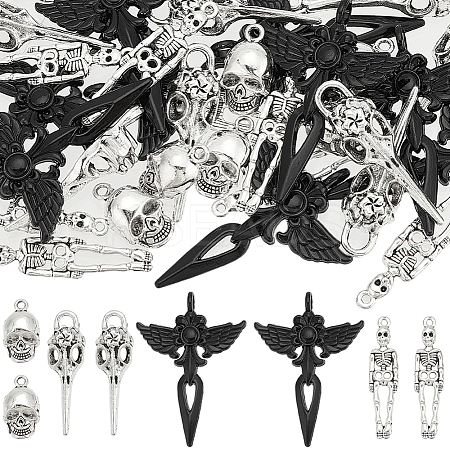 40Pcs 4 Styles Tibetan Style Alloy Pendants TIBEP-SC0003-04-1
