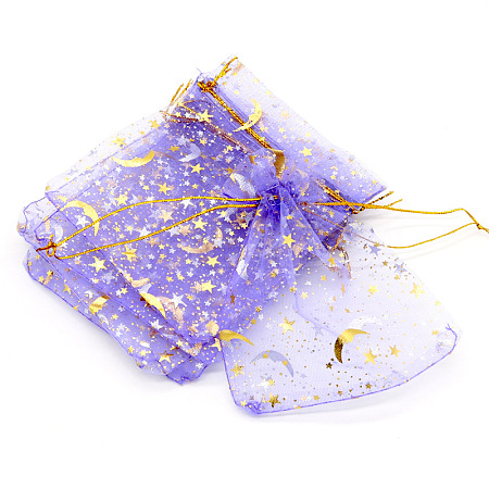 Hot Stamping Rectangle Organza Drawstring Gift Bags WG15067-31-1